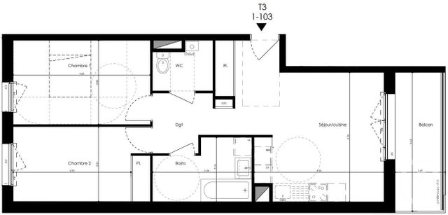Afficher la photo en grand Appartement T3 à vendre - 3 pièces - 60.88 m2 - LAVAL - 53 - PAYS-DE-LOIRE - Century 21 Dréano Immobilier